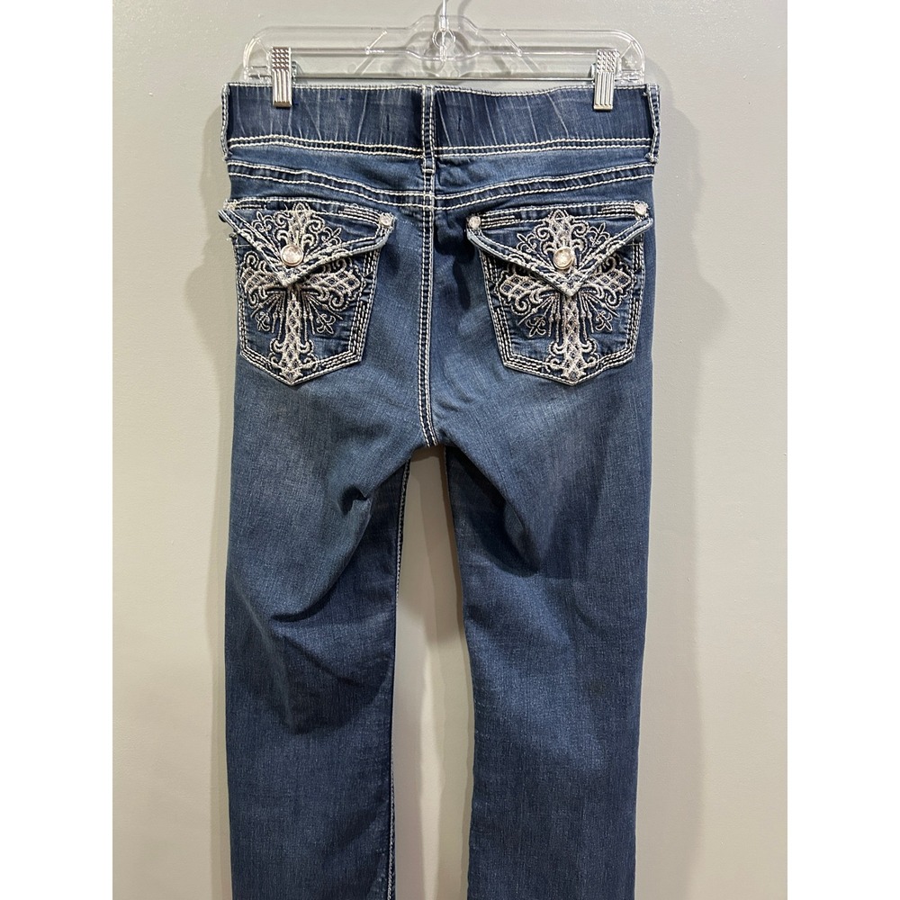 Apt 9 Womens Bootcut Jeans Blue Medium Wash Embroidered Cross Pockets Size 10 - Picture 2 of 6